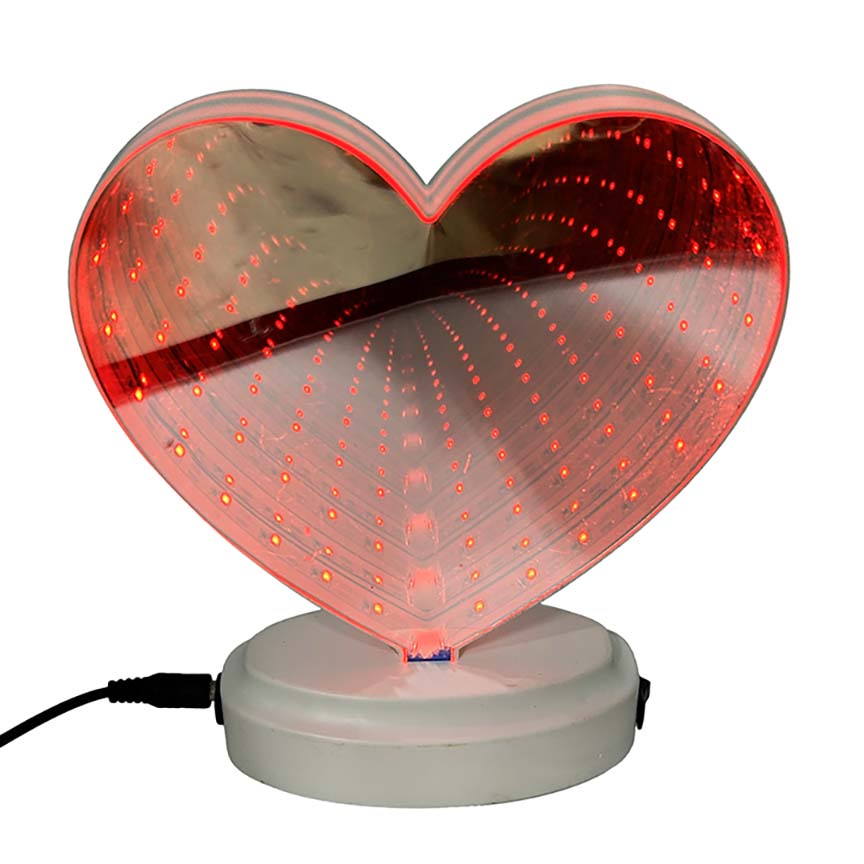 3D NIGHT LIGHT MIRROR HEART 11.42in (29cm)
