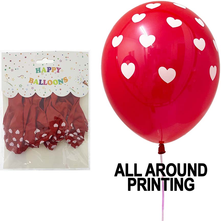 BALLOONS RED HEARTS 10PC 12in (30.48cm)