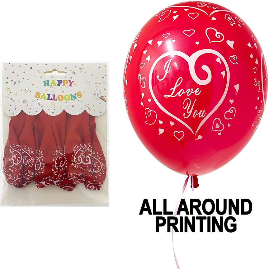 BALLOONS RED HEARTS 10PC 12in (30.48cm)