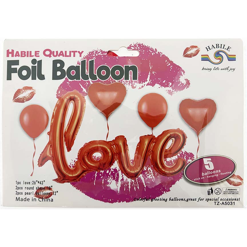 BALLOONS "LOVE" SET MULTI-SIZE 7PC