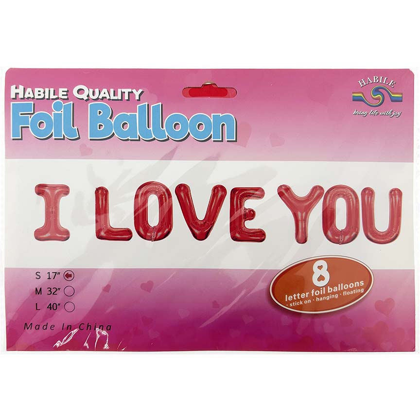 LETTER BALLOONS "I LOVE YOU" 7PC 16in (40.64cm)