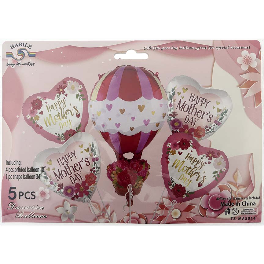 BALLOONS MOTHER'S DAY 5PC 18" & 34"