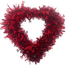 HEART WREATH RED CURLY TINSEL 15.75in (40cm)