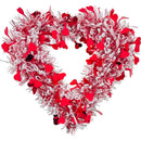 HEART WREATH RED & WHITE TINSEL 15.75in (40cm)