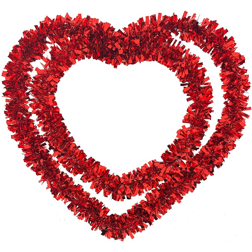 HEART WREATH TINSEL DOUBLE 16.54x16.14in (42x41cm)