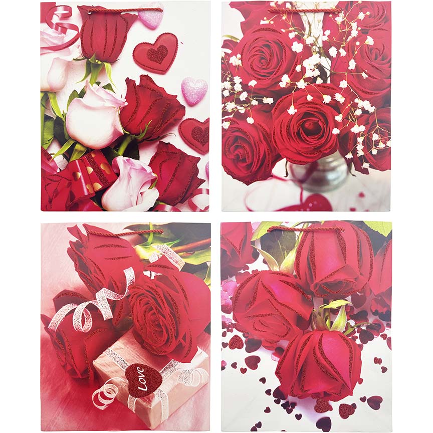 GIFT BAGS VALENTINE LARGE 756L 4ASSORTED