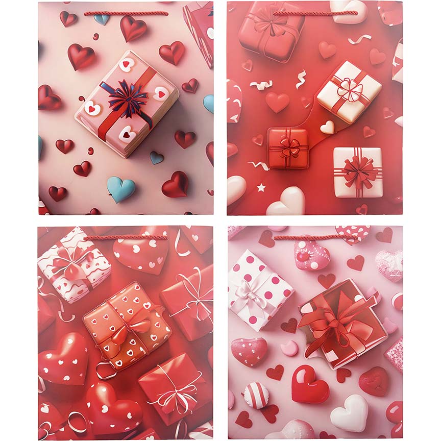 GIFT BAGS VALENTINE SMALL 6049S 4ASSORTED