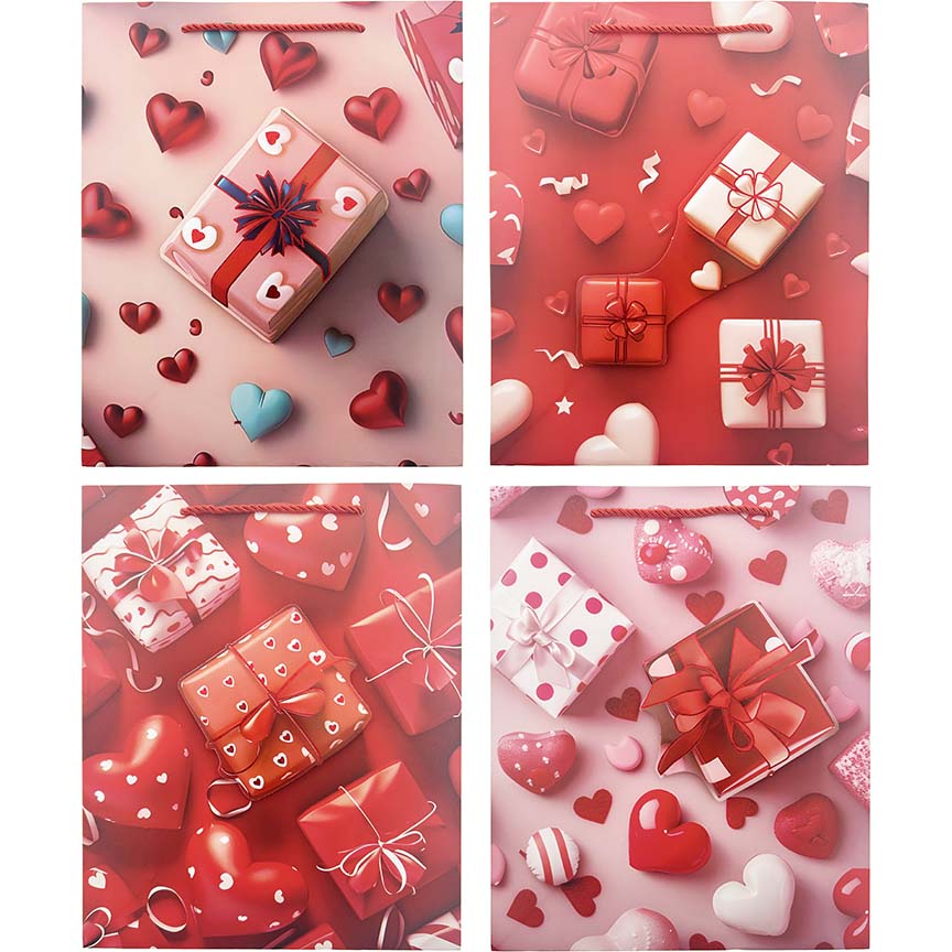 GIFT BAGS VALENTINE LARGE 6049L 4ASSORTED
