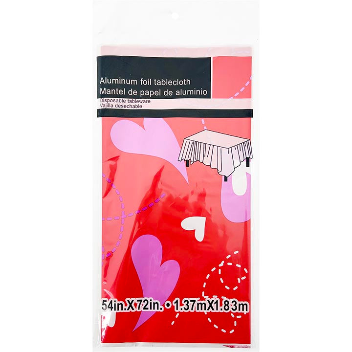 PARTY TABLE COVER RED HEART  54x72in (137.16x182.88cm)