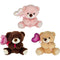 GIFT TEDDY BEAR W/ "XOXO" HEART 3ASSORTED 7.5in (19.05cm)