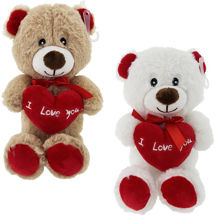 GIFT TEDDY BEAR W/ "I LOVE YOU" HEART 2ASSORTED 2in (5.08cm)