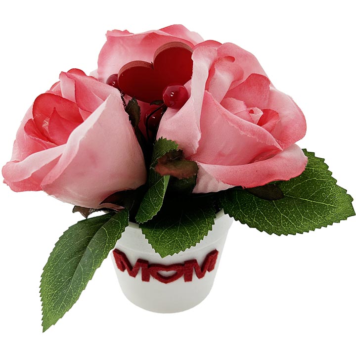 ROSE WITH PINK WRAP 2ASTD "LOVE YOU MOM"