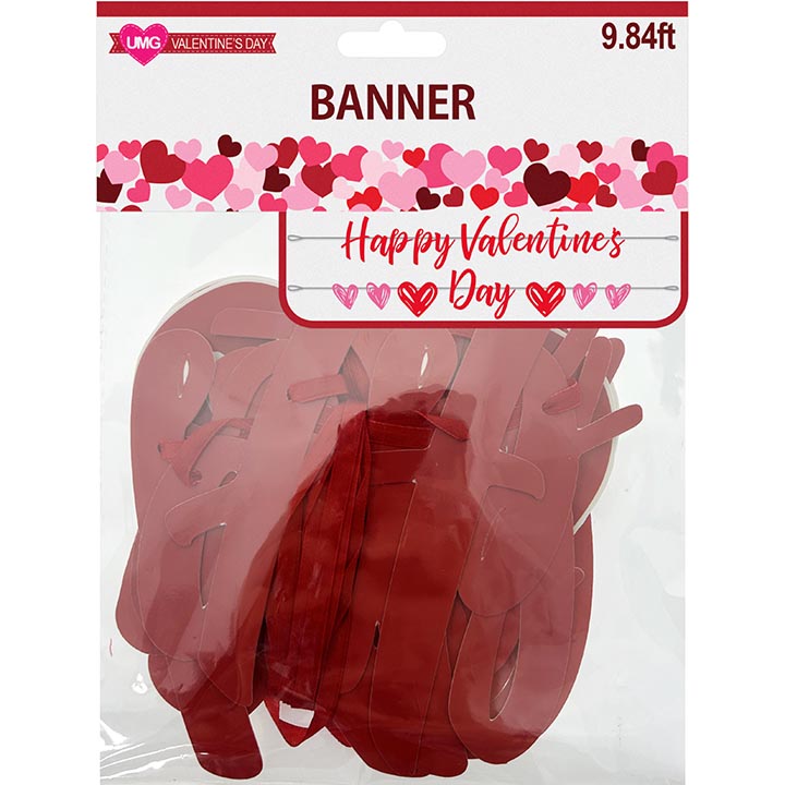 PARTY BANNER PAPER "HAPPY VALENTINE'S DAY" 9.84ft (0.91m)