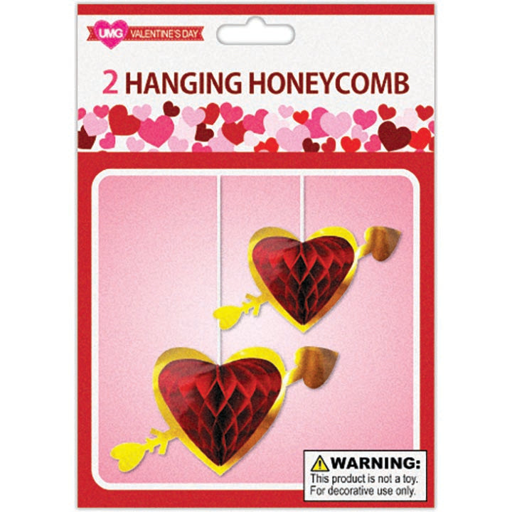 DÉCOR HANGING HONEY COMB HEART 2PK