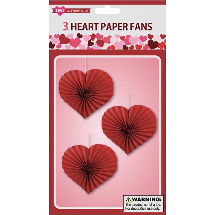 DÉCOR FAN SHAPED PAPER HEART 3PC