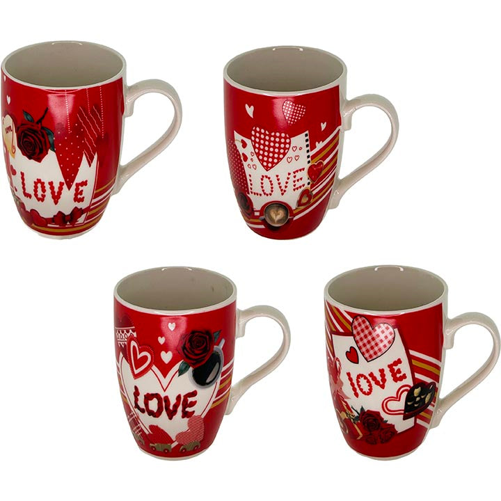 MUGS "LOVE" 4ASSORTED