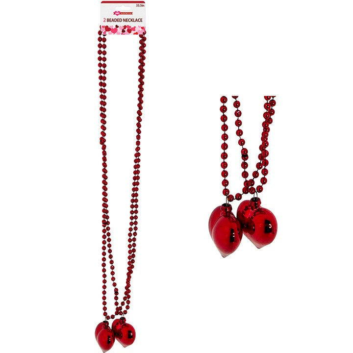 ACCESORY BEADED NECKLACE W/ PENDANT 2PK 33.5in(89cm)