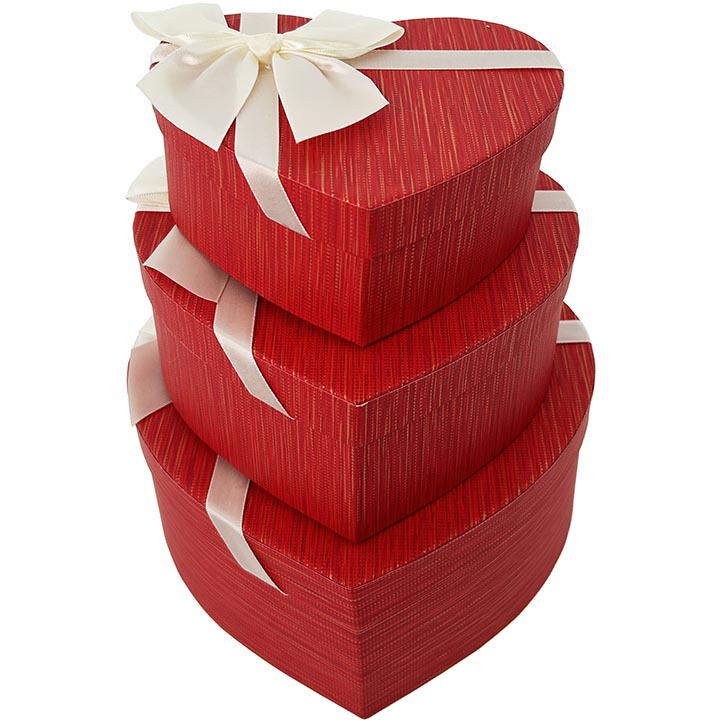 GIFT BOXES HEART SHAPED 3 SIZES ASSTD