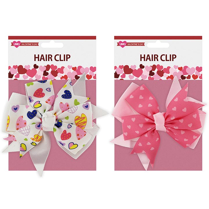 ACCESSORY HAIRCLIP RIBBON 1PC 2ASSORTED 3.75in(9.5cm)