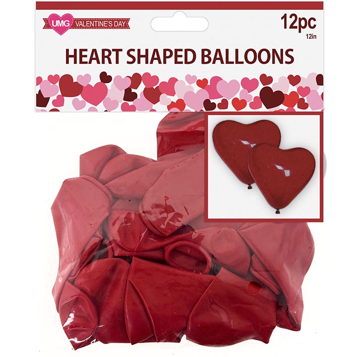 PARTY BALLOON HEART SHAPE 10PC 12IN