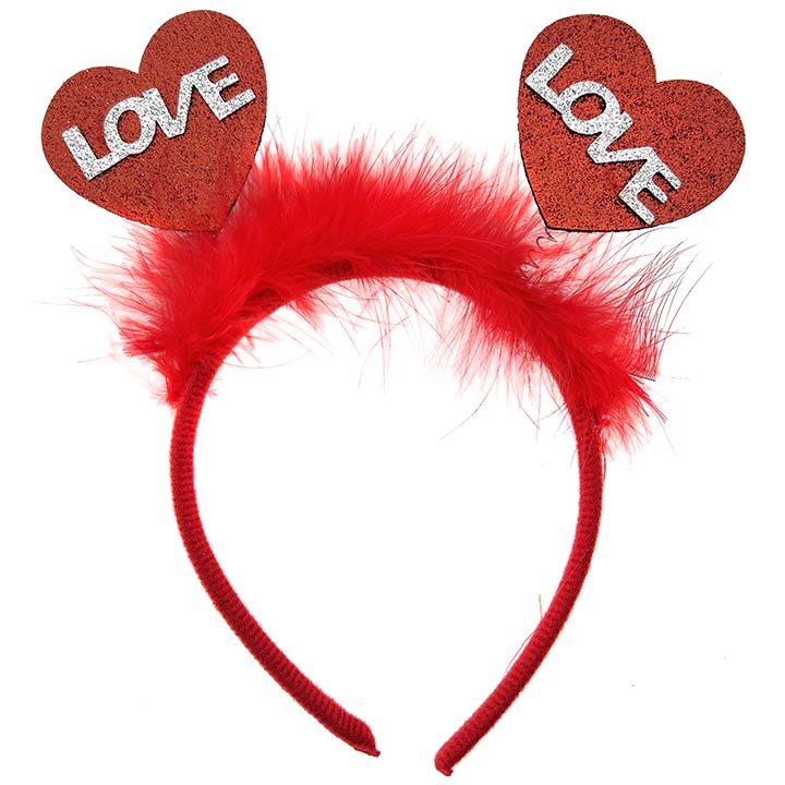ACCESSORY HEADBAND W/ HEARTS "LOVE" 5x8IN