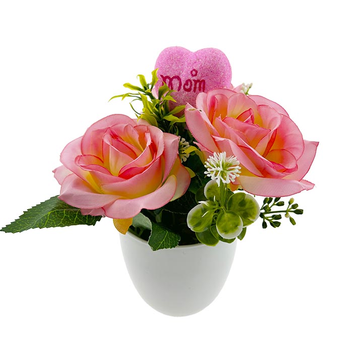 FLOWER POT PINK ROSES 7(H)x8(W)CM