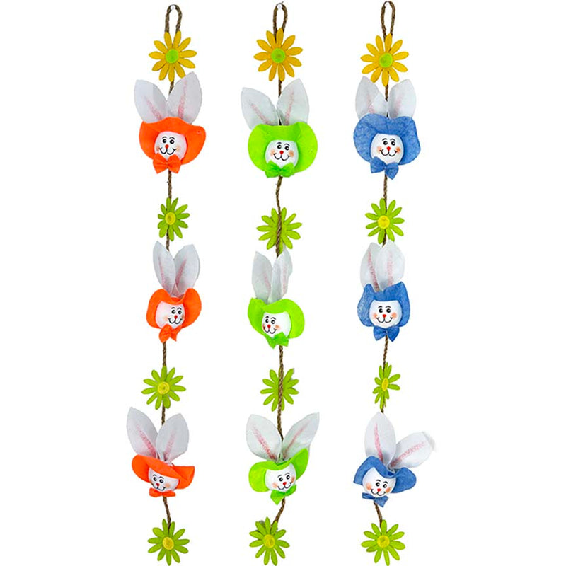 HOME DÉCOR GARLAND W/ BUNNY & FLOWER 3ASSORTED 33in (83.82cm)