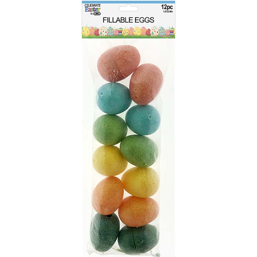 GLITTER EASTER EGGS 12PC 2.5"