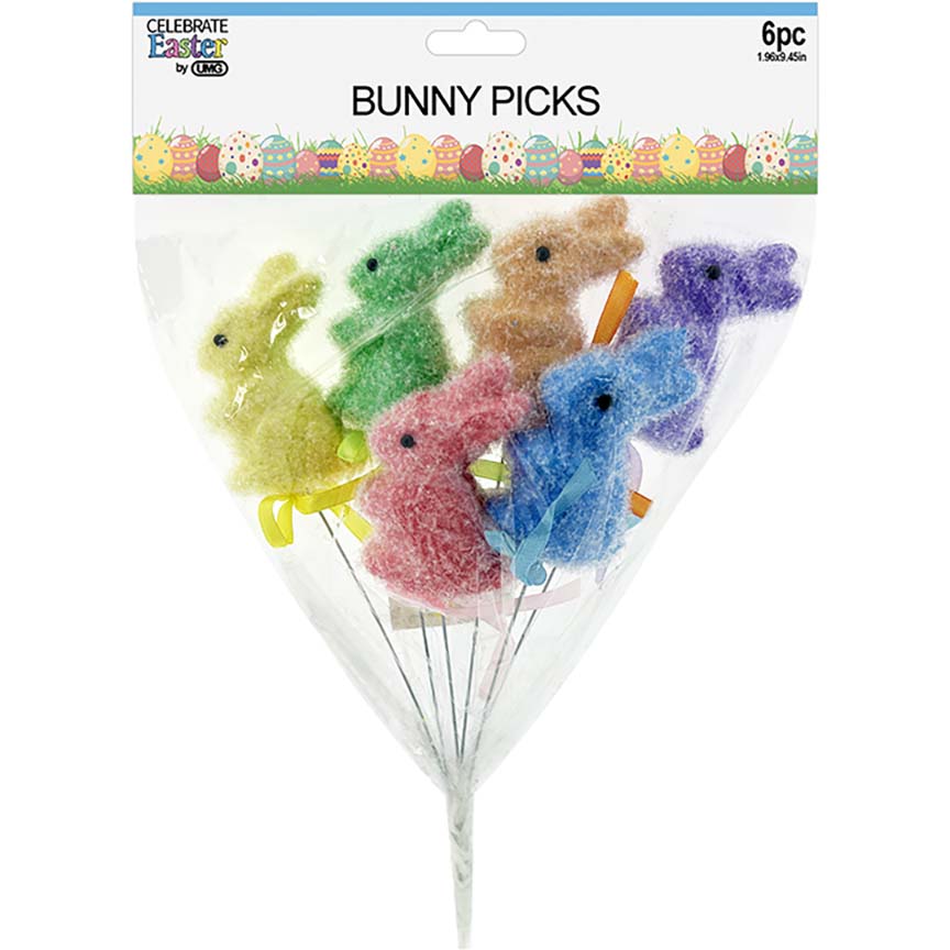 EASTER BUNNY TINSEL 6PC W/ STICK