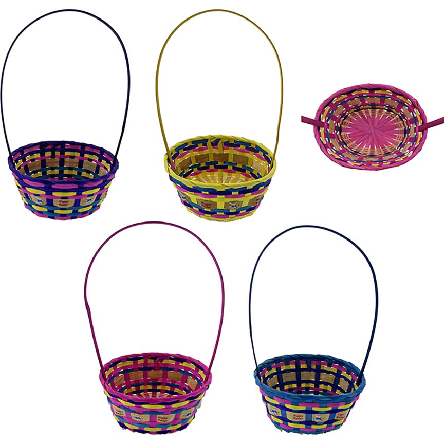 BASKET BAMBOO OVAL W/ 17" HANDLE 4ASSORTED 8x10x4.5in (20.32x25.4x11.43cm)