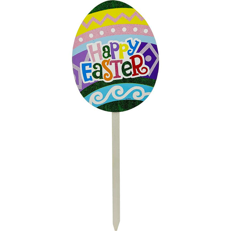 HOME DÉCOR YARD SIGN EGG "HAPPY EASTER" 12.99in (33cm)