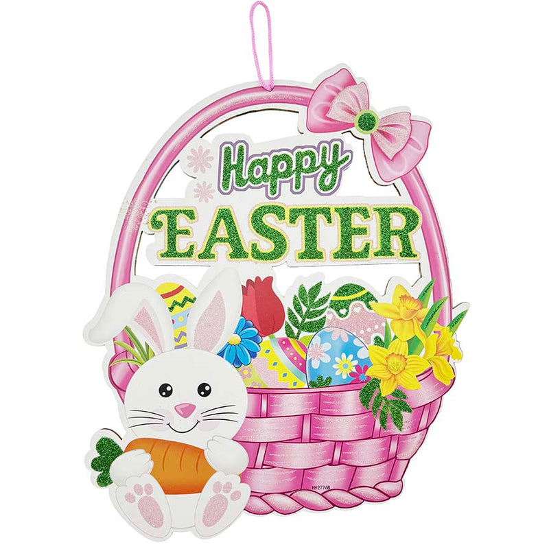 HOME DÉCOR PLAQUE BASKET "HAPPY EASTER" 15.75in (40cm)