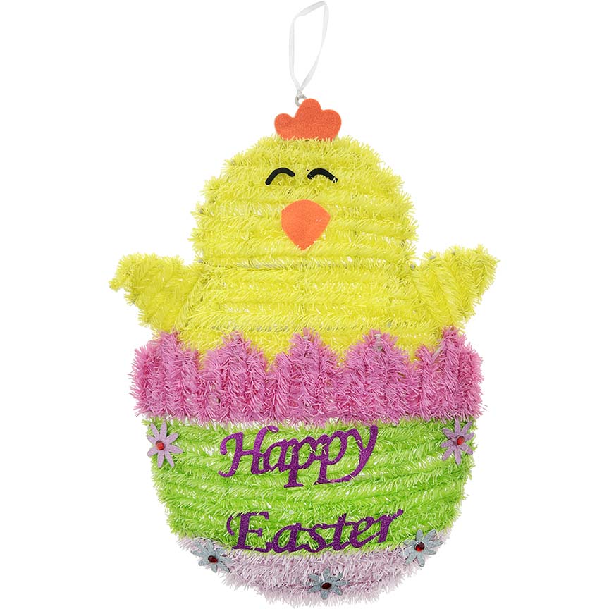 HOME DÉCOR TINSEL CHICK ON EGG 15.75x10.63in (40x27cm)