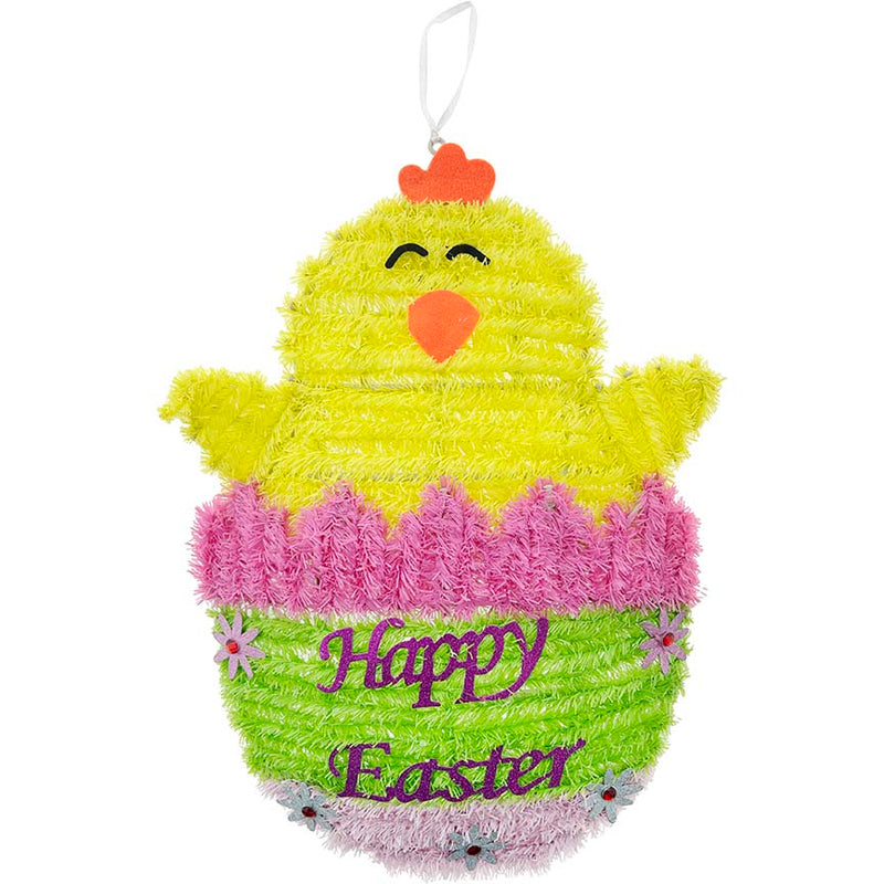 HOME DÉCOR TINSEL CHICK ON EGG 15.75x10.63in (40x27cm)