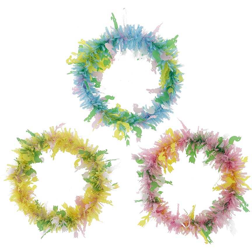 HOME DÉCOR TINSEL WREATH 3 COLORS ASSORTED 12.99in (33cm)