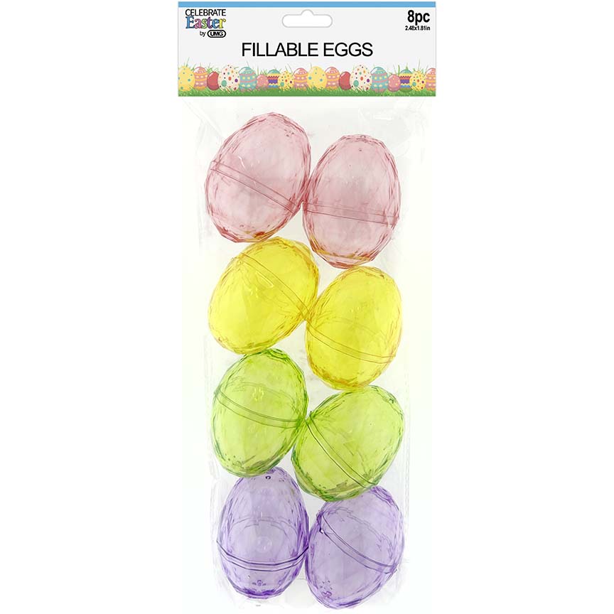 FILLABLE EGGS CLEAR DIAMOND 8CT 2.36in (6cm)