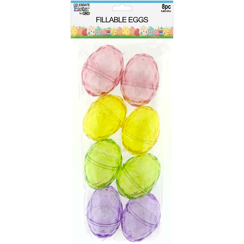 FILLABLE EGGS CLEAR DIAMOND 8CT 2.36in (6cm)