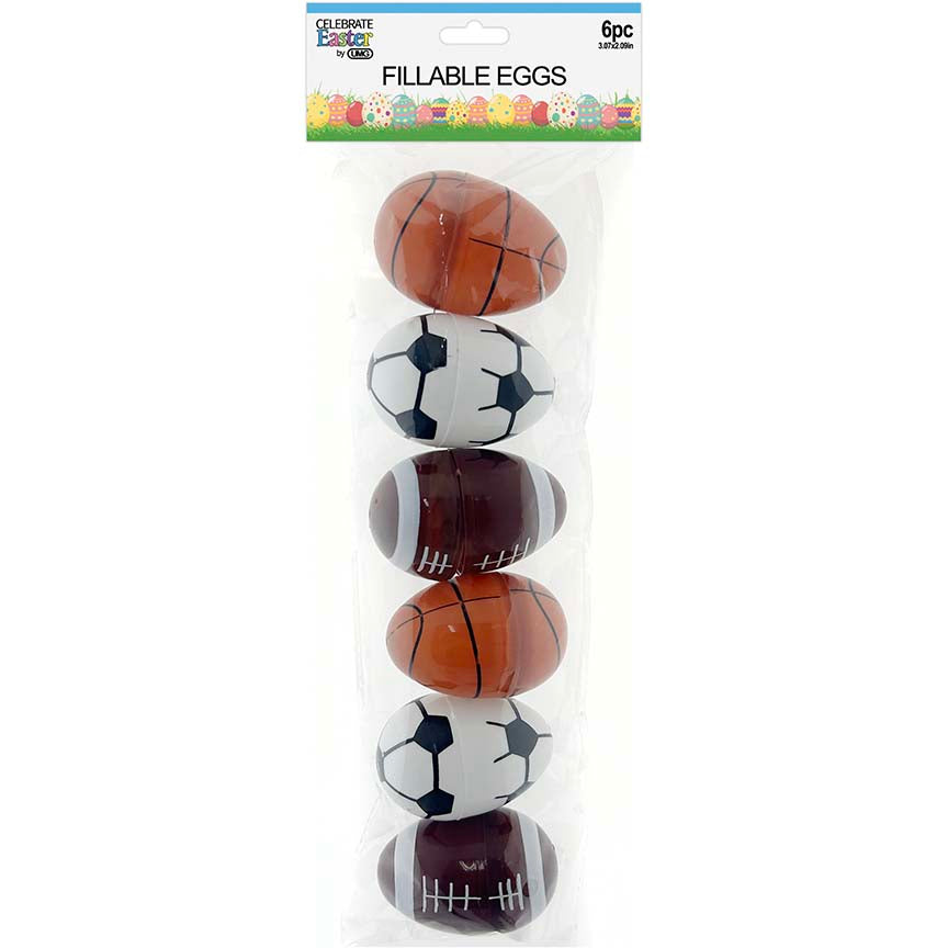FILLABLE EGGS SPORTS BALLS 6CT 2.95in (7.5cm)