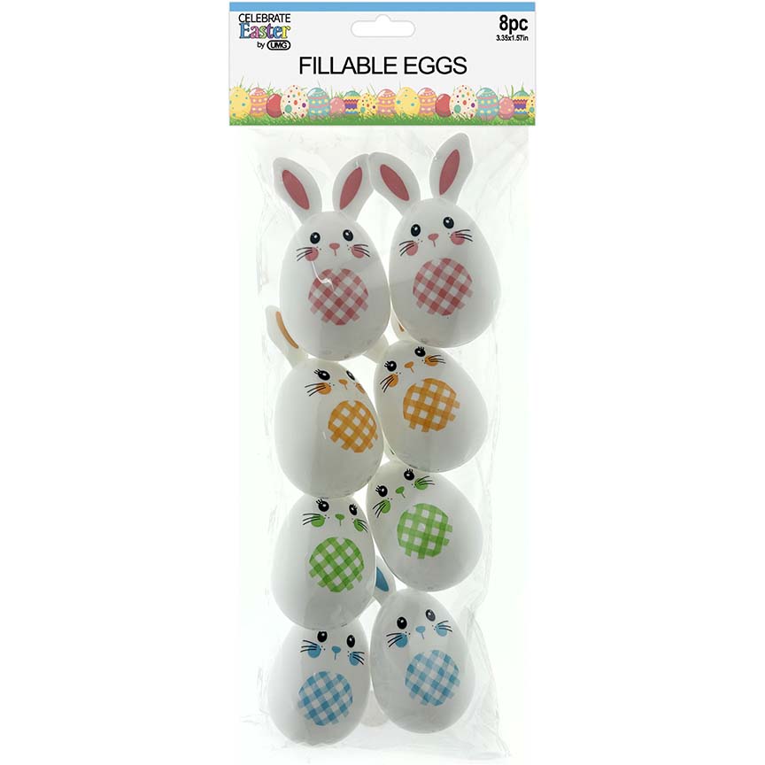 FILLABLE EGGS BUNNY 8CT 2.95in (7.5cm)