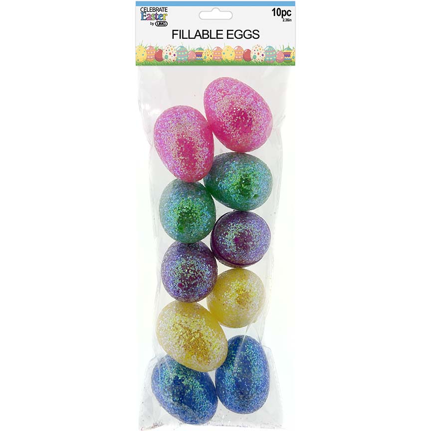 FILLABLE EGGS GLITTER 10CT 2.36in (6cm)
