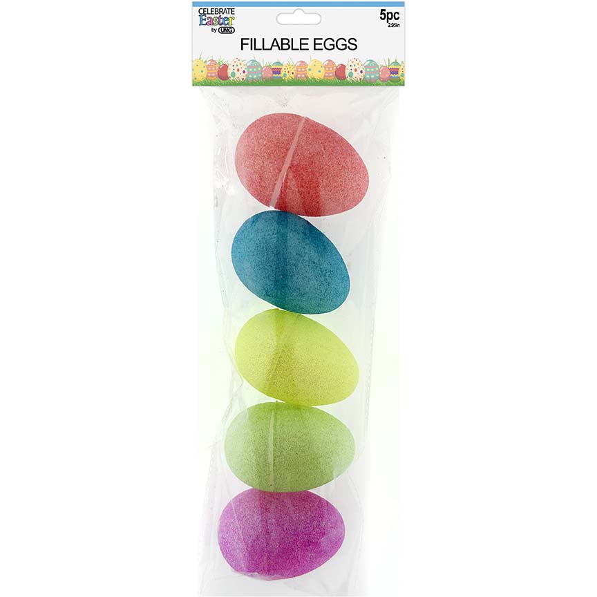 FILLABLE EGGS GLITTER 5CT 2.95in (7.5cm)