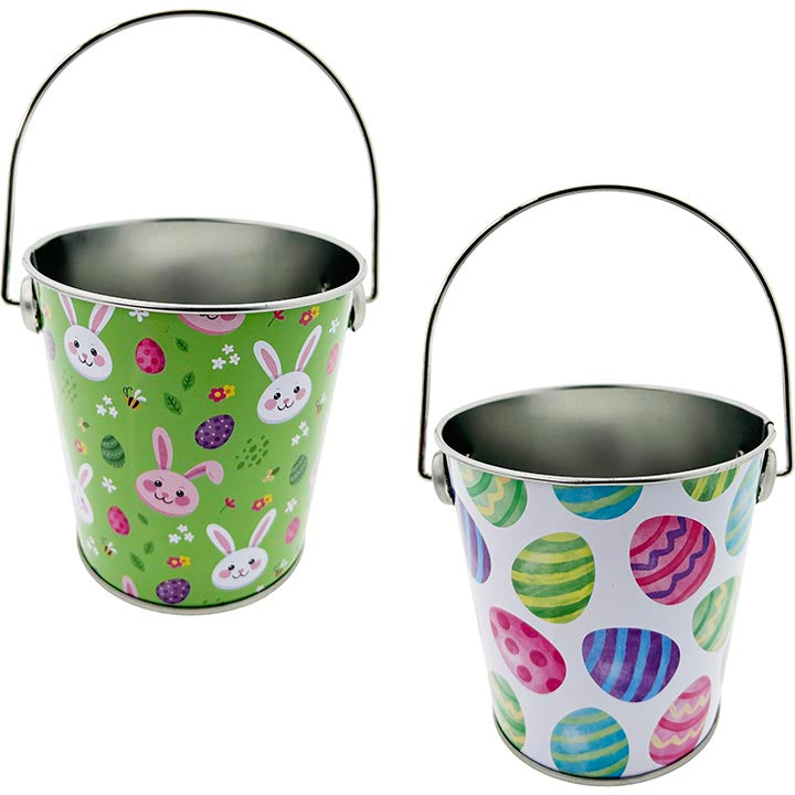 TIN BUCKET W/HANDLE 2ASSORTED 4.06x3.78in (10.31x9.6cm)