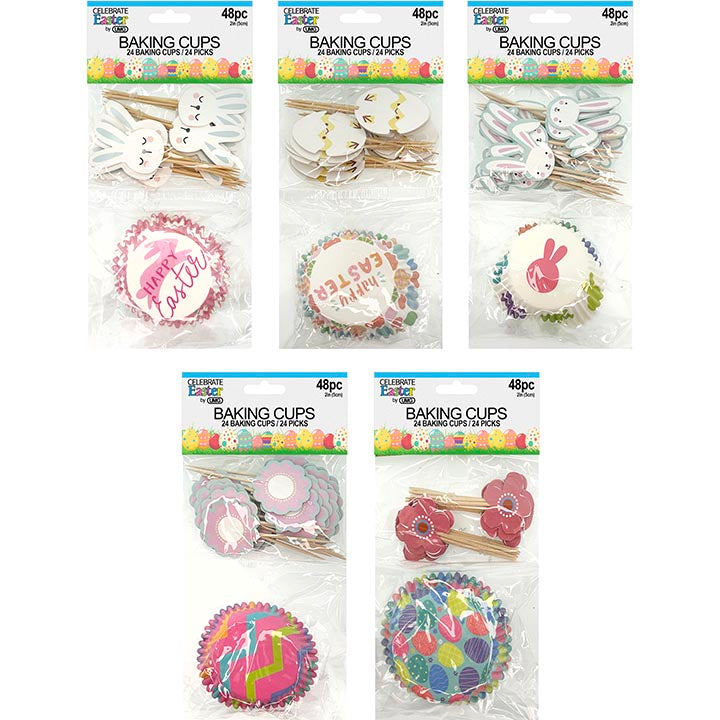 PARTY BAKING CUPS & TOPPERS 48PK 2in (5.08cm)