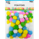 CRAFT POMPOMS MULTI-COLOR 100PC 1in(2.5cm) & 0.6in(1.5mm)