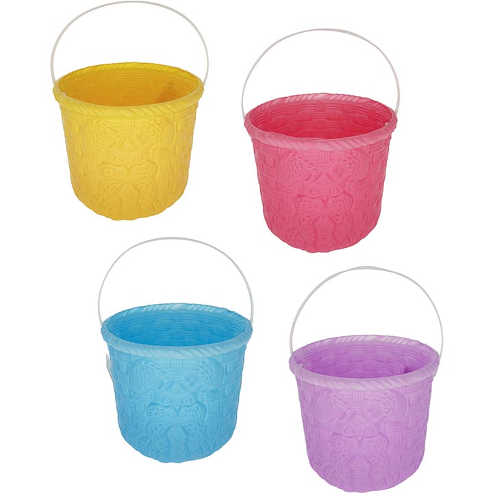 BUCKETS PLASTIC PASTEL 4ASSORTED 5.5in (13.97cm)