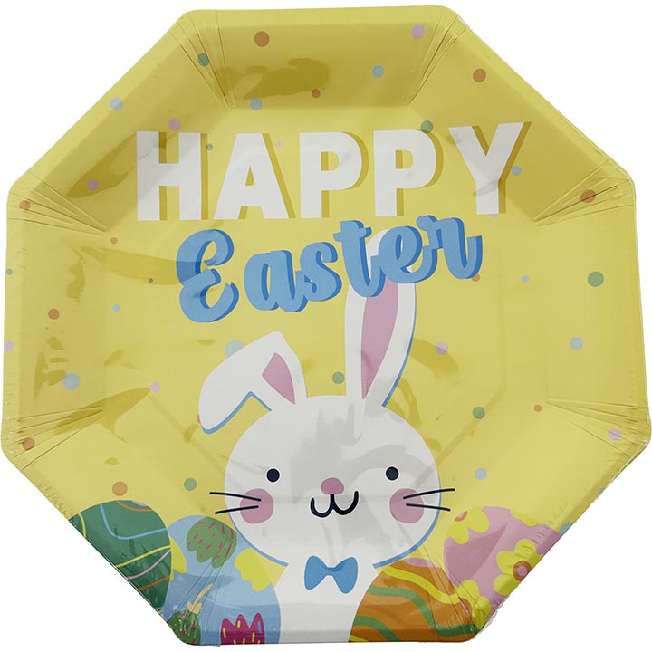PARTY PAPER PLATES "HAPPY EASTER" BUNNY 8PC 9in (22.86cm)
