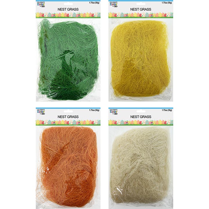BASKET BIRD NEST GRASS 50G 4COL ASSTD