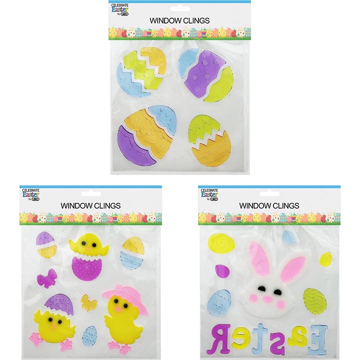 HOME DÉCOR WINDOW CLINGS GEL DÉCOR 3ASSORTED 8in(20cm)