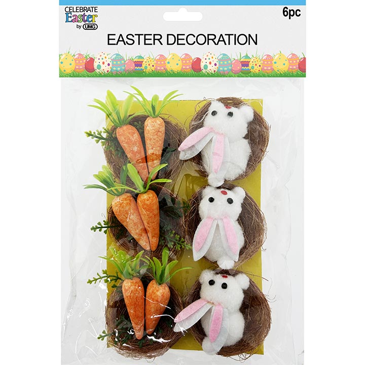 NEST DÉCOR BUNNY/CARROT 6PC 6x4x2.3in (15.24x10.16x5.84cm)