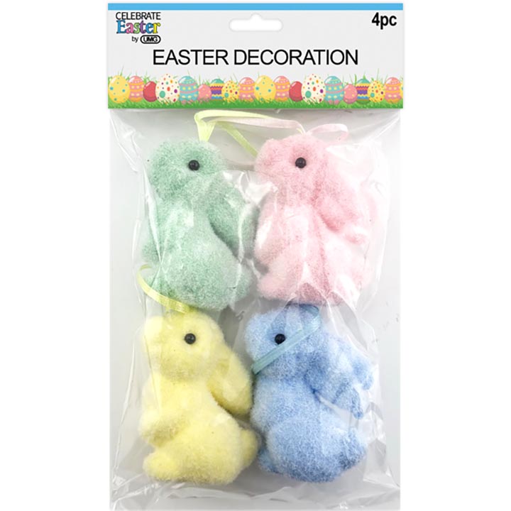 FOAM BUNNY DÉCOR PASTEL 4PC 2.3x1.3in (5.84x3.3cm)